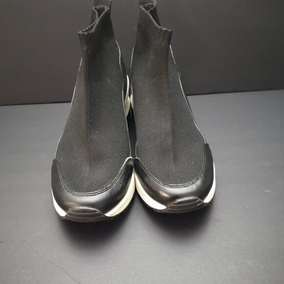 Michael Kors Ladies Size 6.5 Black & White Wedge Pull On Style Sock Booties - Picture 3 of 11